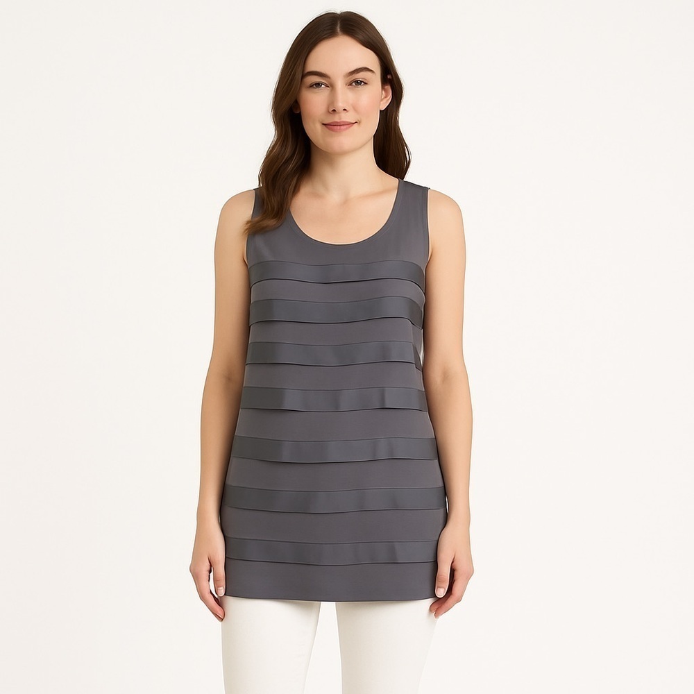 ANN Taylor Women’s Gray Layered Ruffle Top Size M